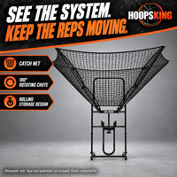 Thumbnail for The iC3 combines a catch net, a 180-degree rotating return chute and a wheeled frame for moving and storage.