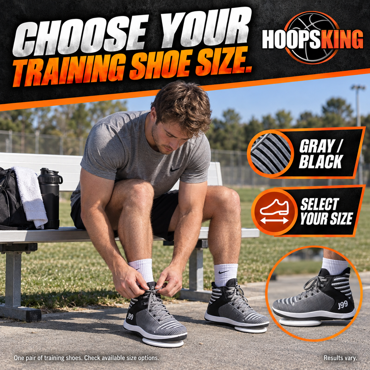 J99 Flex Ultra football athlete tying the training shoes before conditioning; choose a size from available options