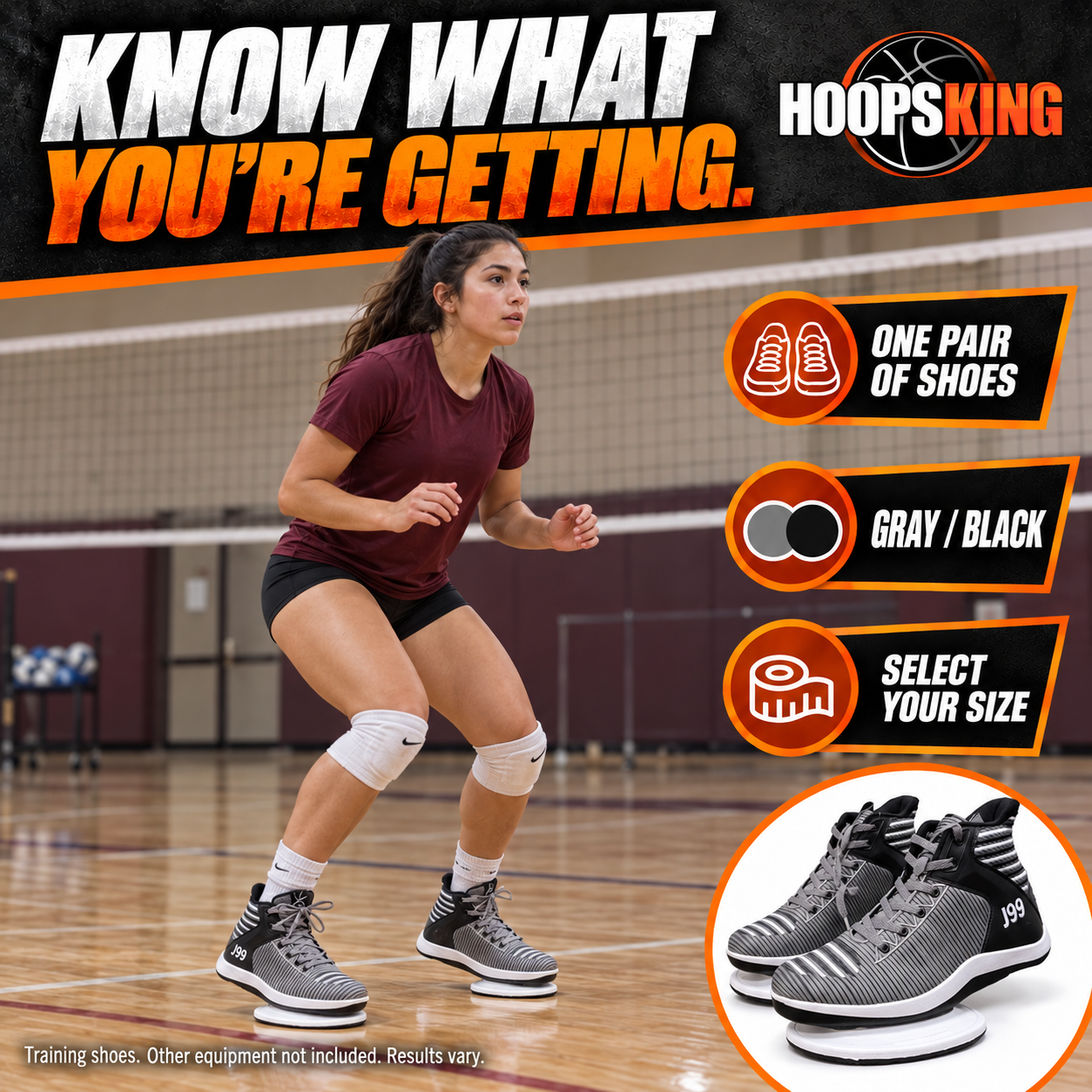 J99 Flex Ultra shoes worn by a volleyball athlete in controlled footwork practice; one pair of training shoes