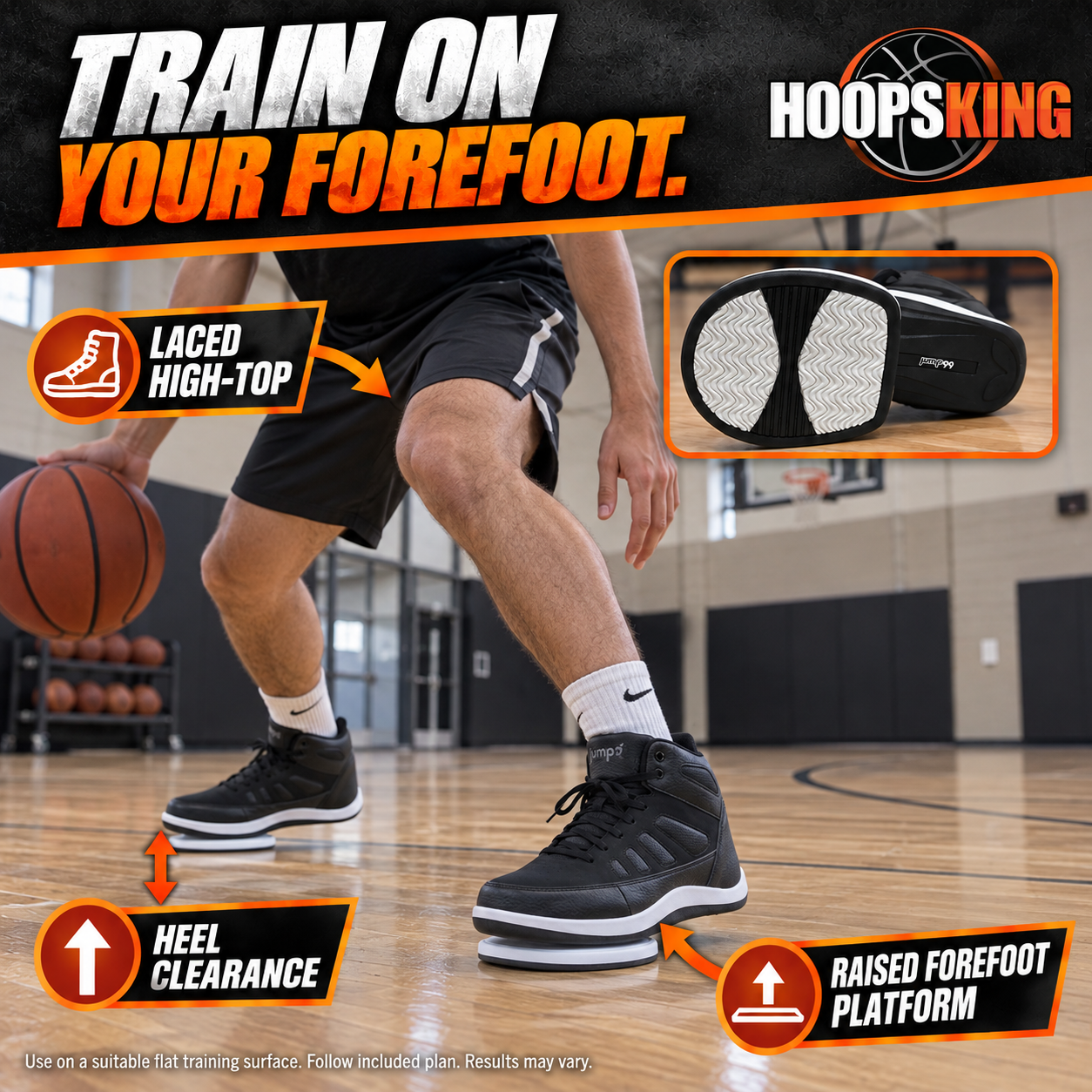 Jump99 forefoot platform and laced high-top construction details