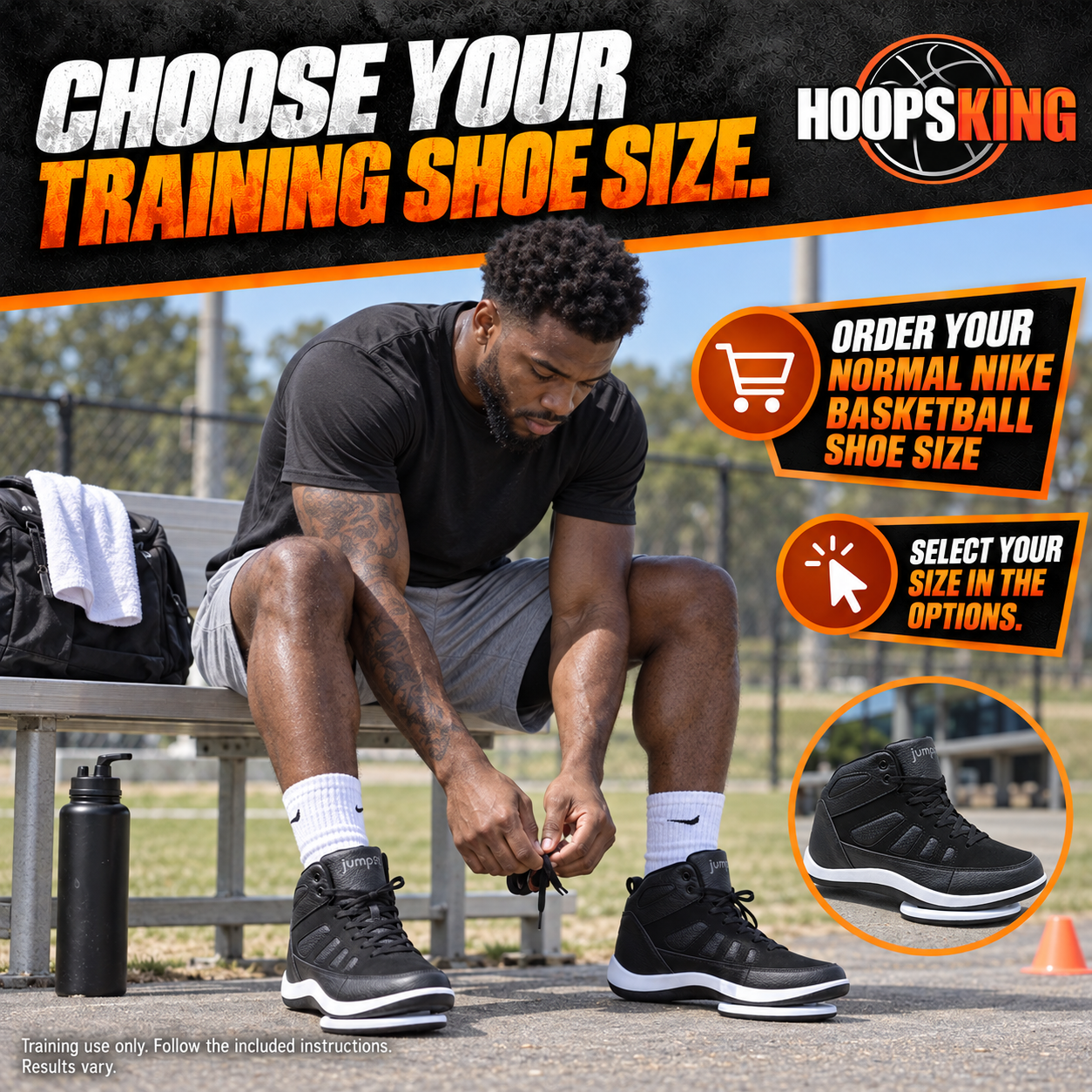 Jump99 football athlete tying the training shoes before conditioning; choose a size from available options