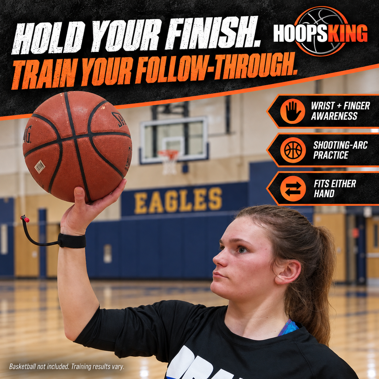 MarksMan gives a visual cue for wrist and finger direction during follow-through practice and fits either hand.