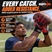 Thumbnail for Football receiver wearing SWAG weighted gloves during a controlled catching drill.