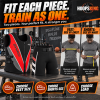 Thumbnail for Choose SWAG neoprene Strength Suit vest size by chest, shorts size by waist, and weight package separately