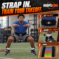 Thumbnail for Football athlete showing waist-to-heel trainer bands outside each leg and a single clip at each heel connection