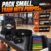 Thumbnail for Portable waist-to-heel jump trainer kit with carry bag, waist belt, heel straps and five band pairs