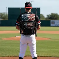Baseball & Softball Backpack with dual compartments and 4 bat sleeves.