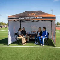 Custom 10' x 15' outdoor event tent with full-color logo and durable build
