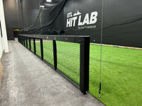 Thumbnail for Xt Indoor batting cage kit with black custom rail padding and wall padding installed at STL Hit Lab training facility