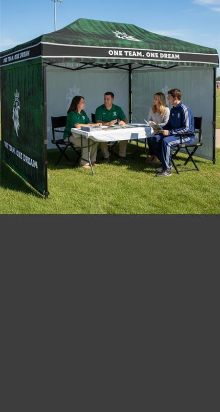 Personalized 10' x 15' outdoor event tent for brands, teams, and promotions