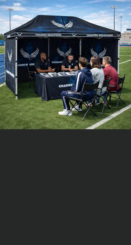 Personalized 10' x 20' outdoor event tent for brands, teams, and promotions