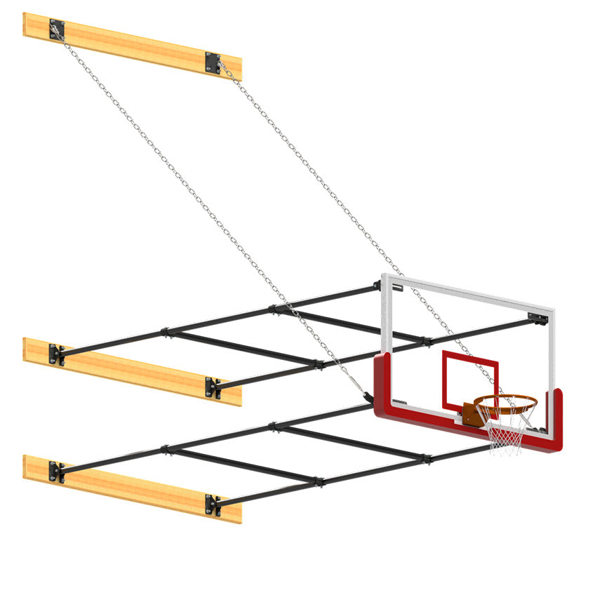 Basketball Backstop - Wall-Mounted - Shooting Station - Stationary Glass Backboard (10 ft. - 12 ft. Wall Offset)