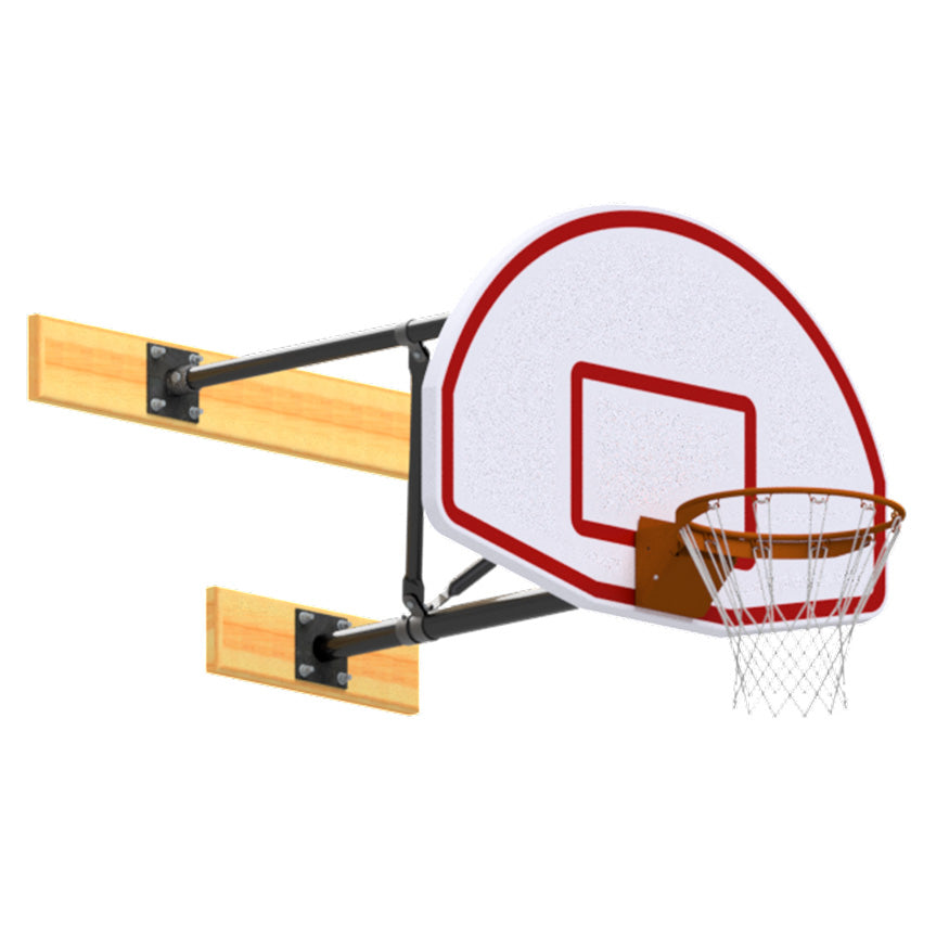 Basketball Backstop - Wall-Mounted - Shooting Station - 3-Point Fan Backboard (2 ft. - 3-1/2 ft. Wall Offset)