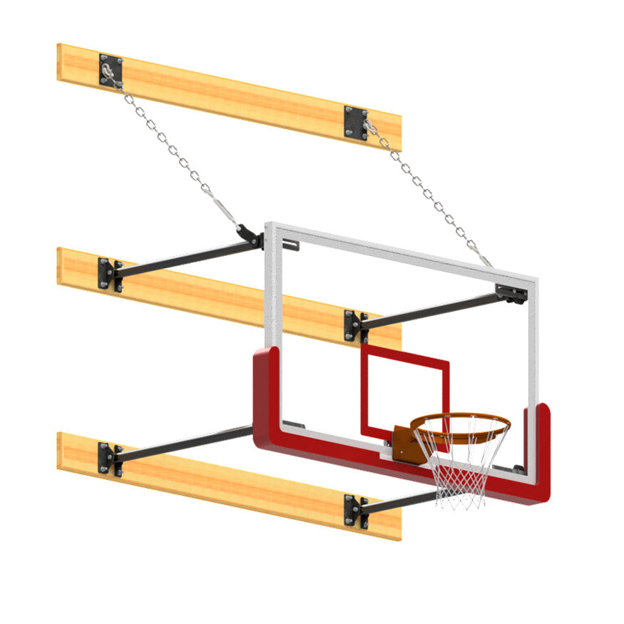 Basketball Backstop - Wall-Mounted - Shooting Station - Stationary Glass Backboard (2 ft. - 4 ft. Wall Offset)