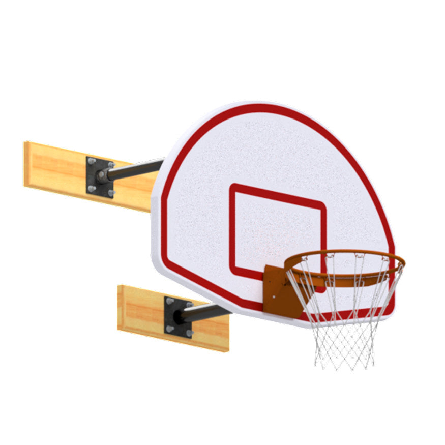 Basketball Backstop - Wall-Mounted - Shooting Station - 3-Point Fan Backboard (6 in. - 2 ft. Wall Offset)