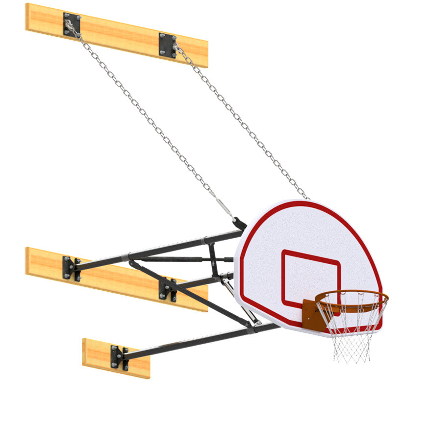 Basketball Backstop - Wall-Mounted - Shooting Station - 3-Point Fan Backboard (3 ft.-6-1/2 ft. Wall Offset)