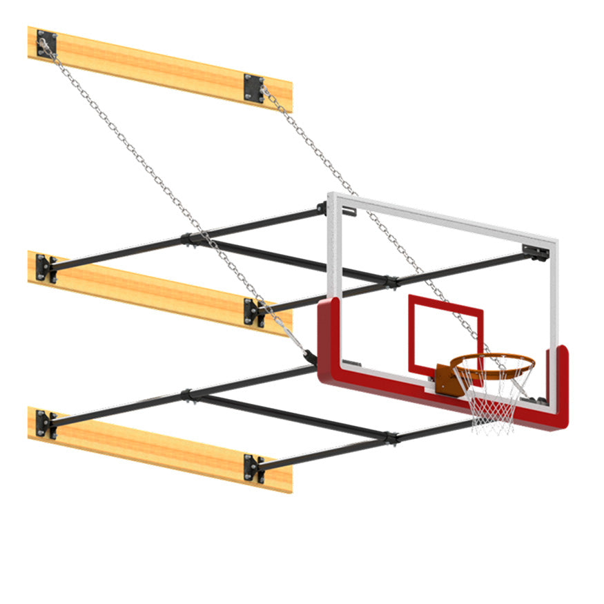 Basketball Backstop - Wall-Mounted - Shooting Station - Stationary Glass Backboard (6 ft. To 8 ft. Wall Offset)