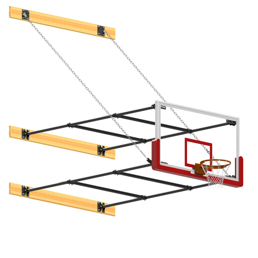 Basketball Backstop - Wall-Mounted - Stationary Glass Backboard - Shooting Station (8 ft. To 10 ft. Wall Offset)