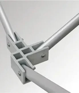 Fiberglass fittings for outdoor event tent providing lightweight, strong, and reliable frame connections