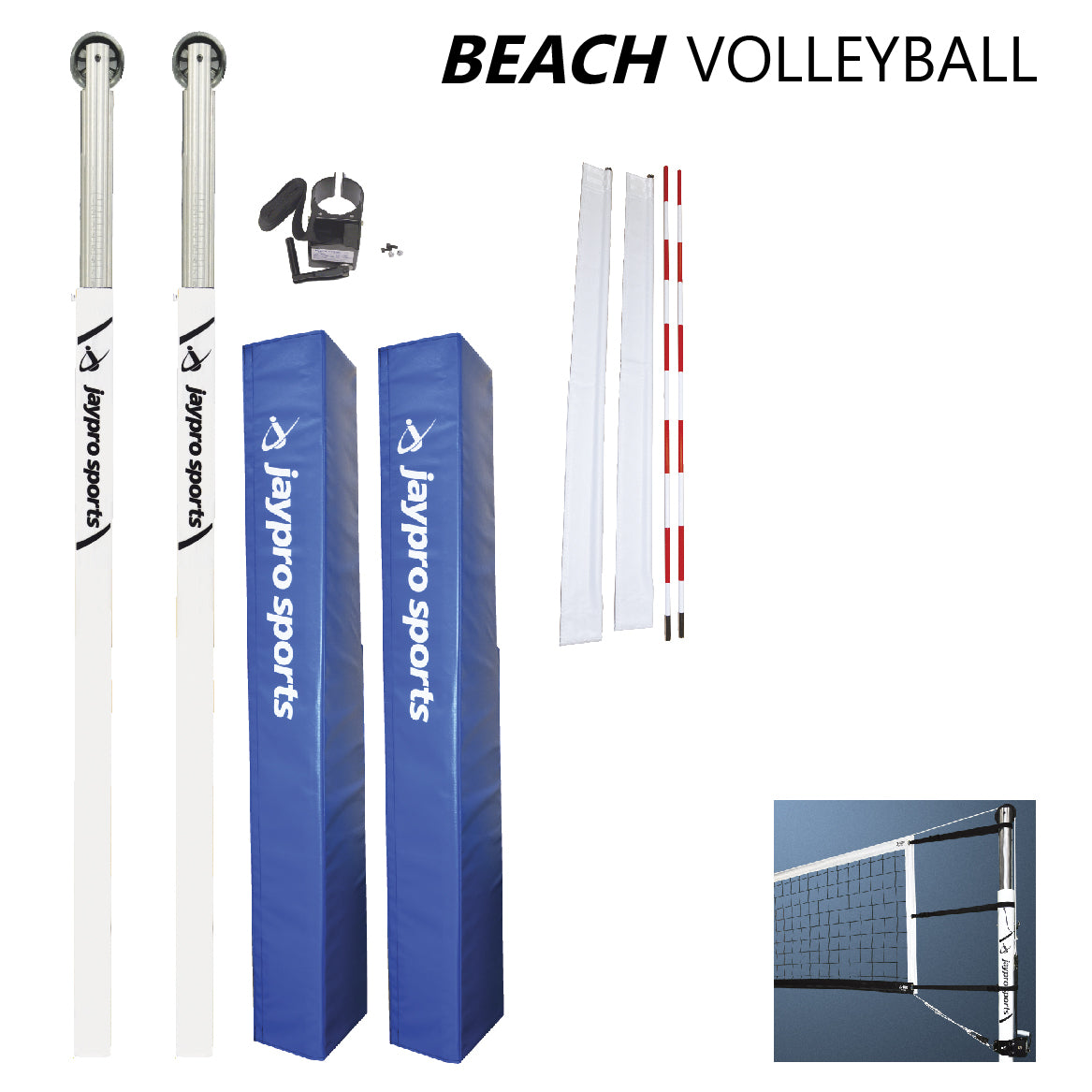 Beach Volleyball System (3-1/2 in. Ground Sleeve) - NFHS, NCAA, USVBA Compliant