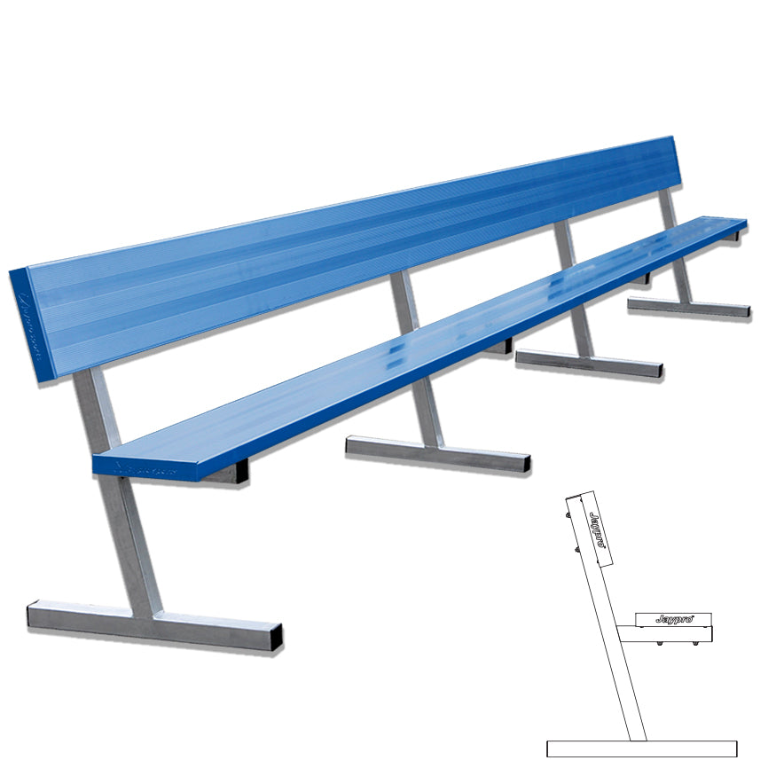 Player Bench with Seat Back - 21 ft. - Portable (Powder Coated)