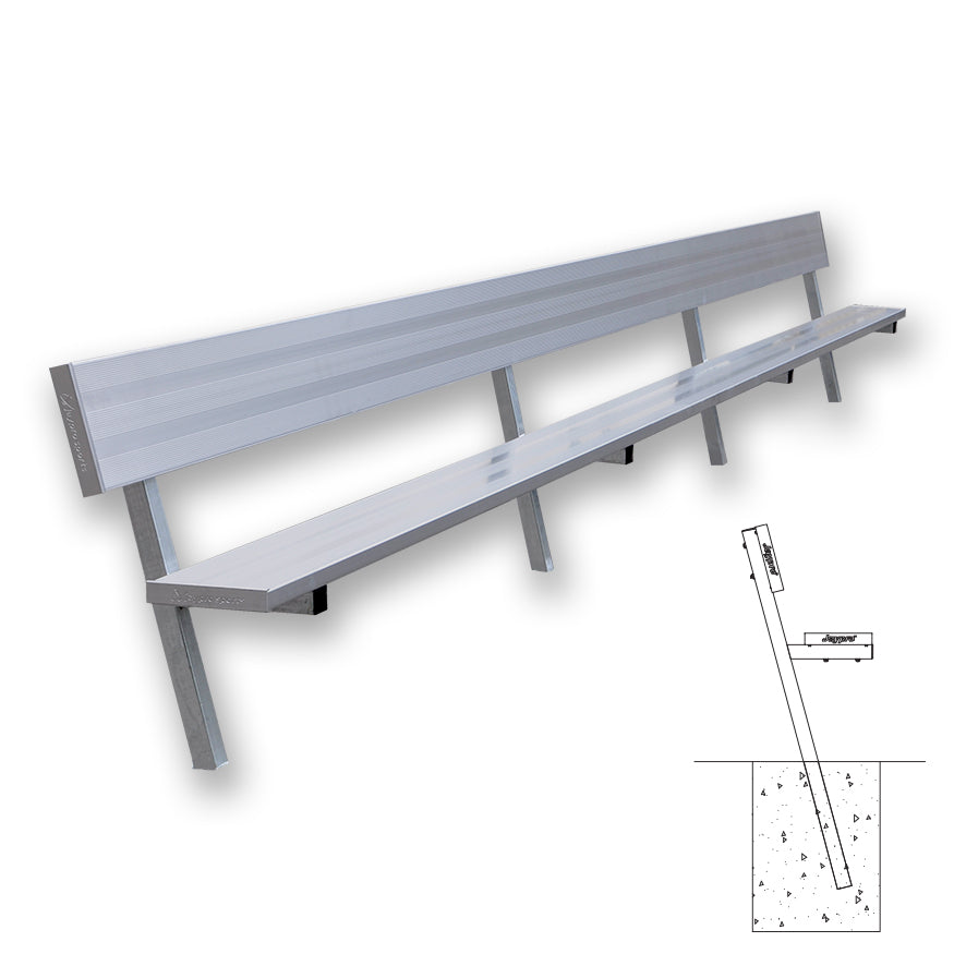 Player Bench with Seat Back - 21 ft. - In-Ground