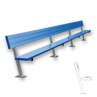 Thumbnail for Player Bench with Seat Back - 21 ft. - Surface Mount (Powder Coated)