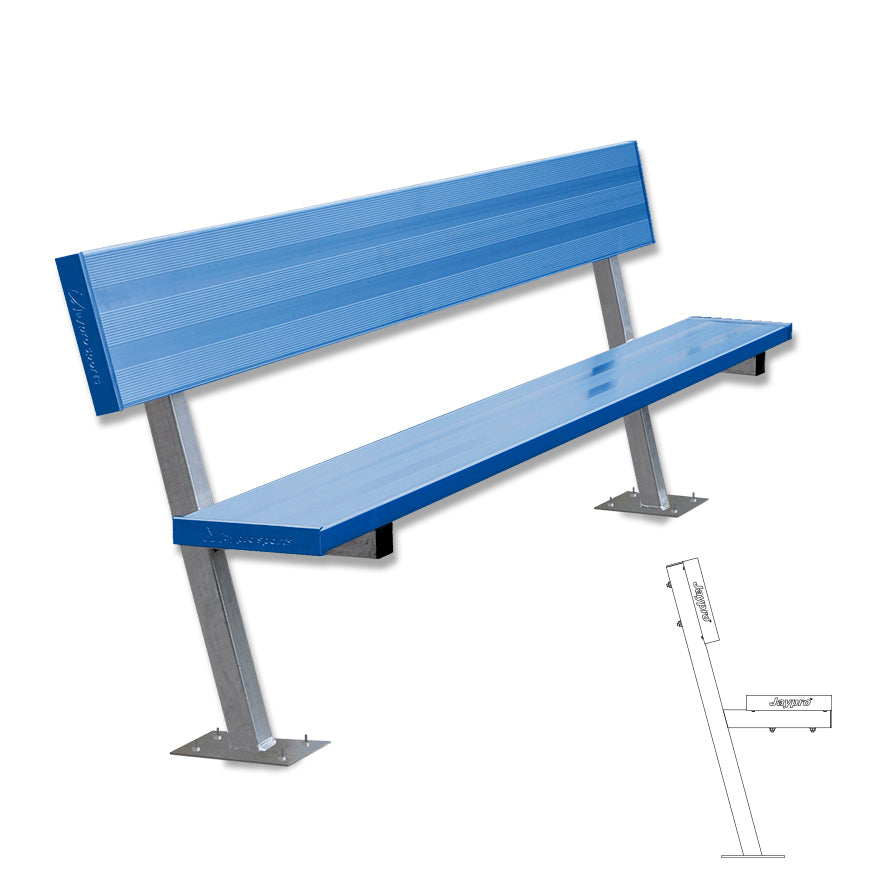 Player Bench with Seat Back - 7-1/2 ft. - Surface Mount (Powder Coated)
