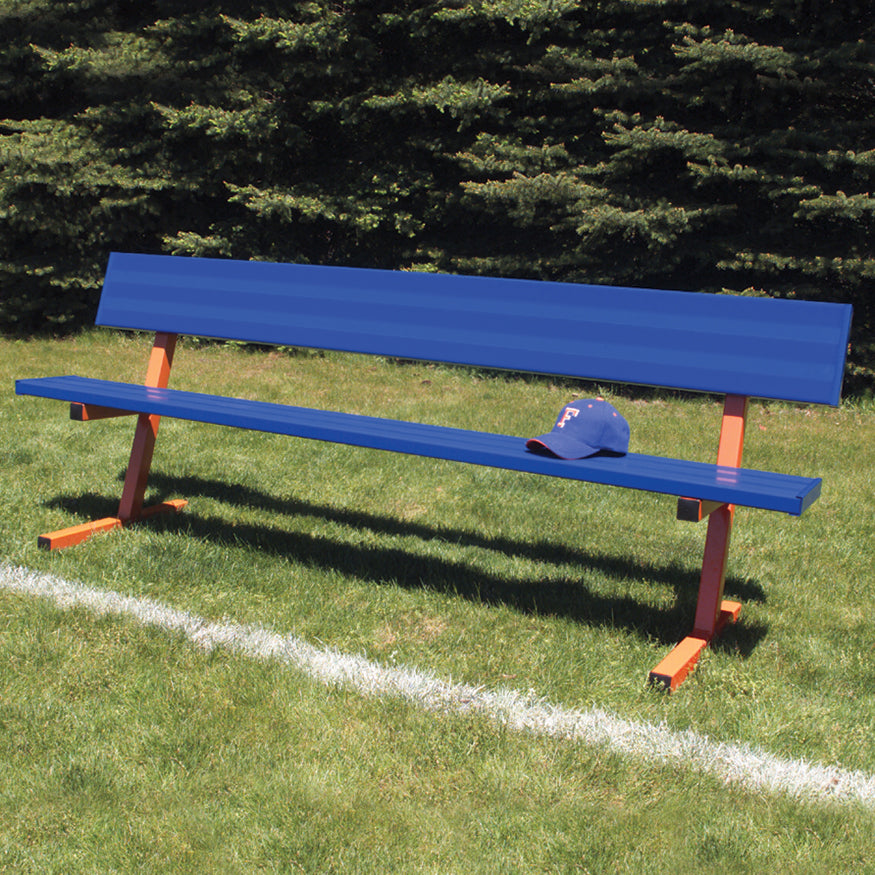 Player Bench with Seat Back - 7-1/2 ft. - Portable (Powder Coated)