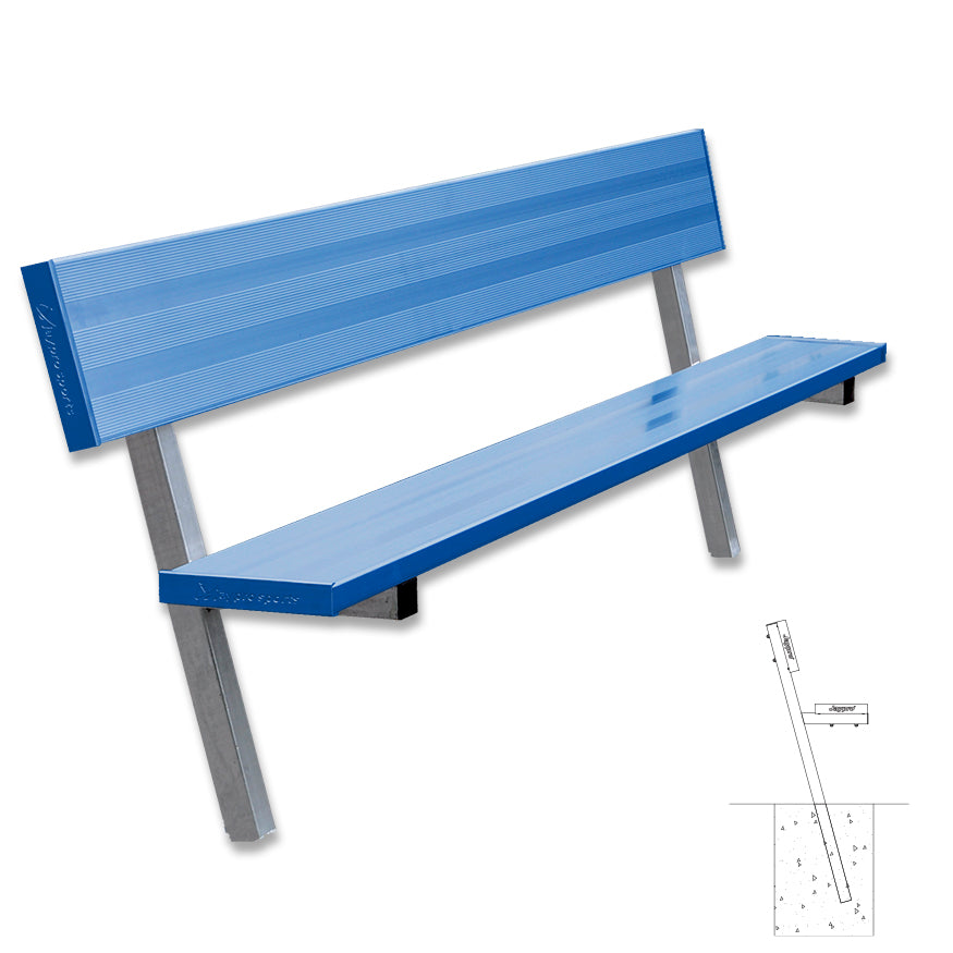 Player Bench with Seat Back - 7-1/2 ft. - In-Ground (Powder Coated)