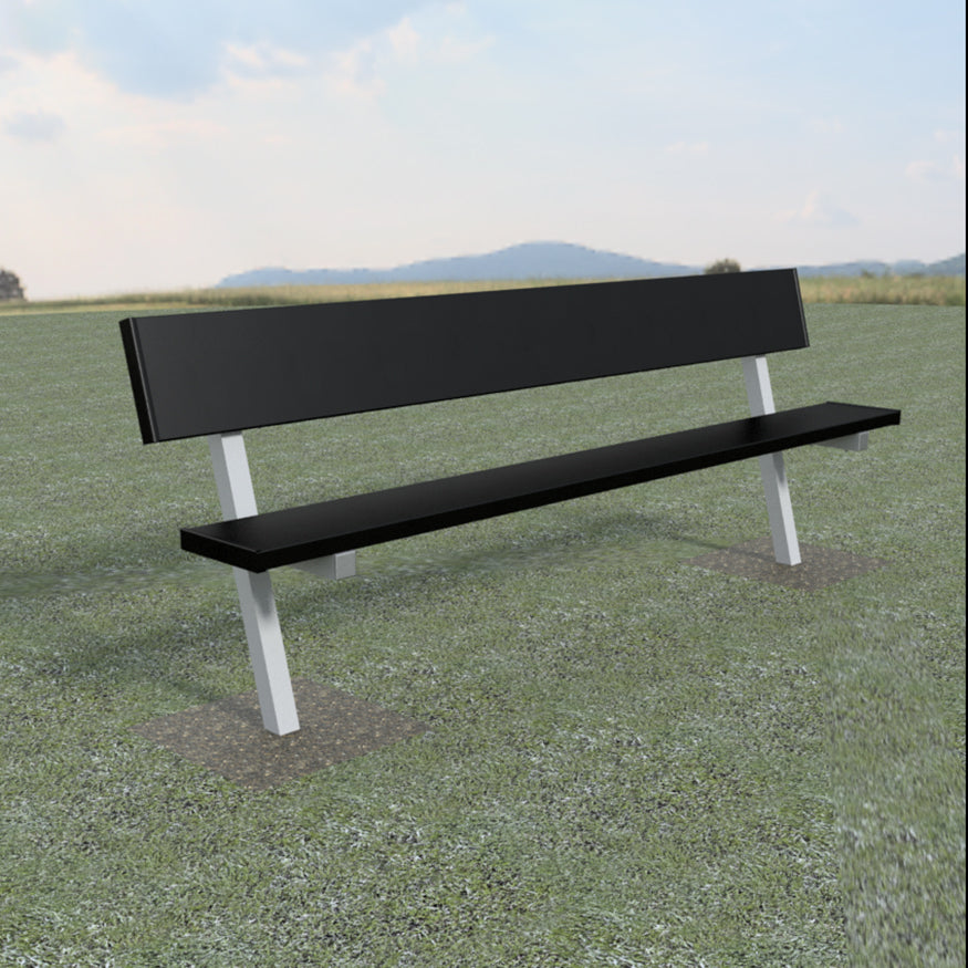 Player Bench with Seat Back - 7-1/2 ft. - In-Ground (Powder Coated)