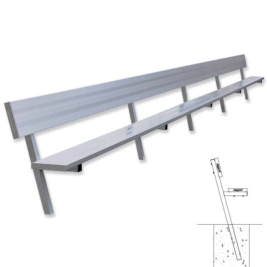 Player Bench with Seat Back - 27 ft. - In-Ground