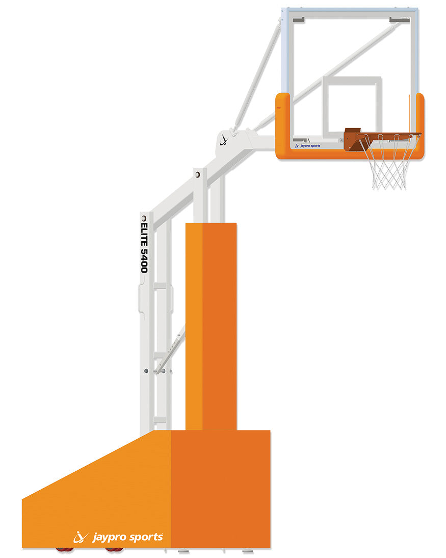 Basketball System - Portable (Indoor) - Elite 5400 (4 ft.6 in. Board Extension) - 54 in. Glass Backboard, Breakaway Goal