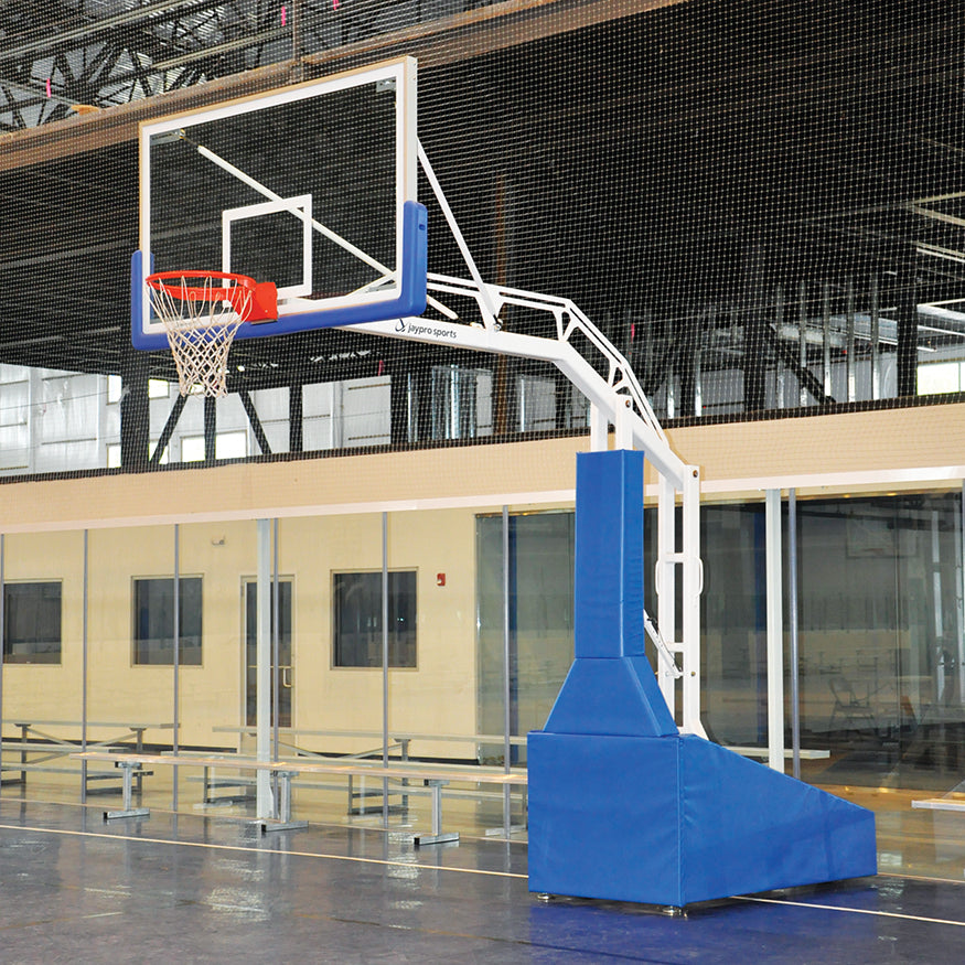 Basketball System - Portable (Indoor) - Elite 9600 (8 ft. Board Extension) - 72 in. Glass Backboard, Breakaway Goal