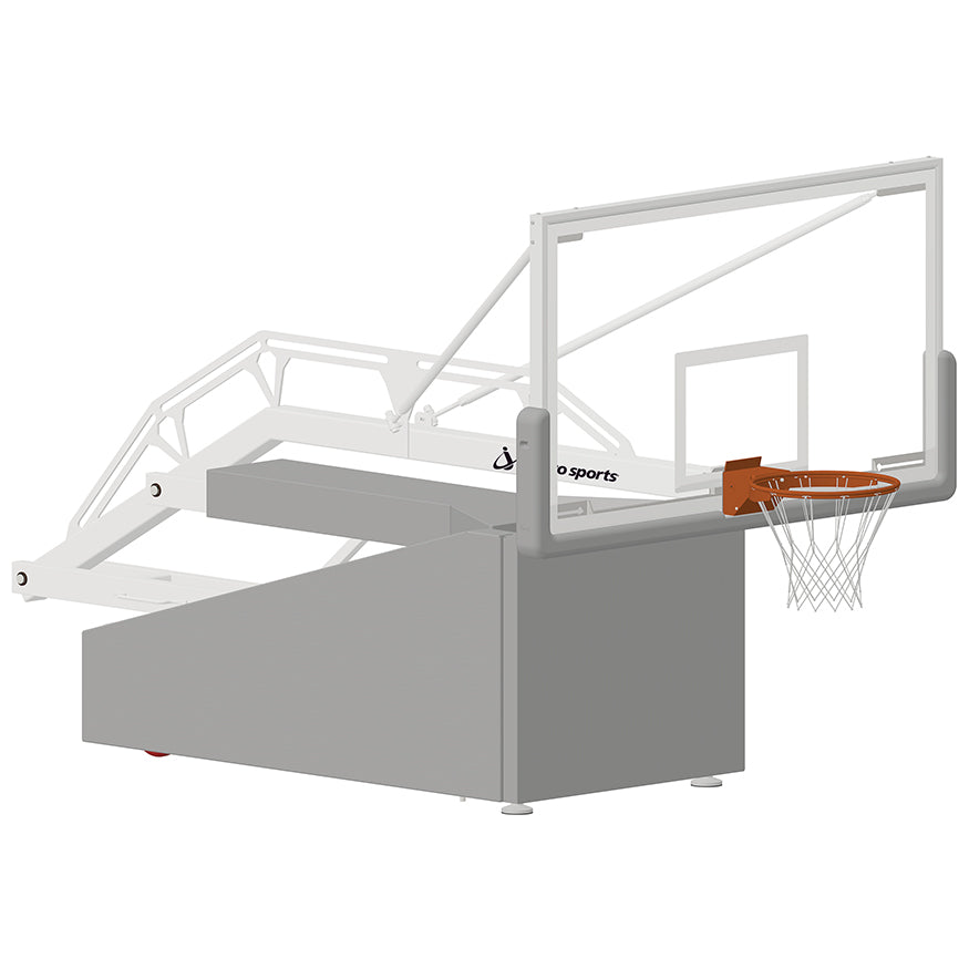 Basketball System - Portable (Indoor) - Elite 9600 (8 ft. Board Extension) - 72 in. Glass Backboard, Breakaway Goal