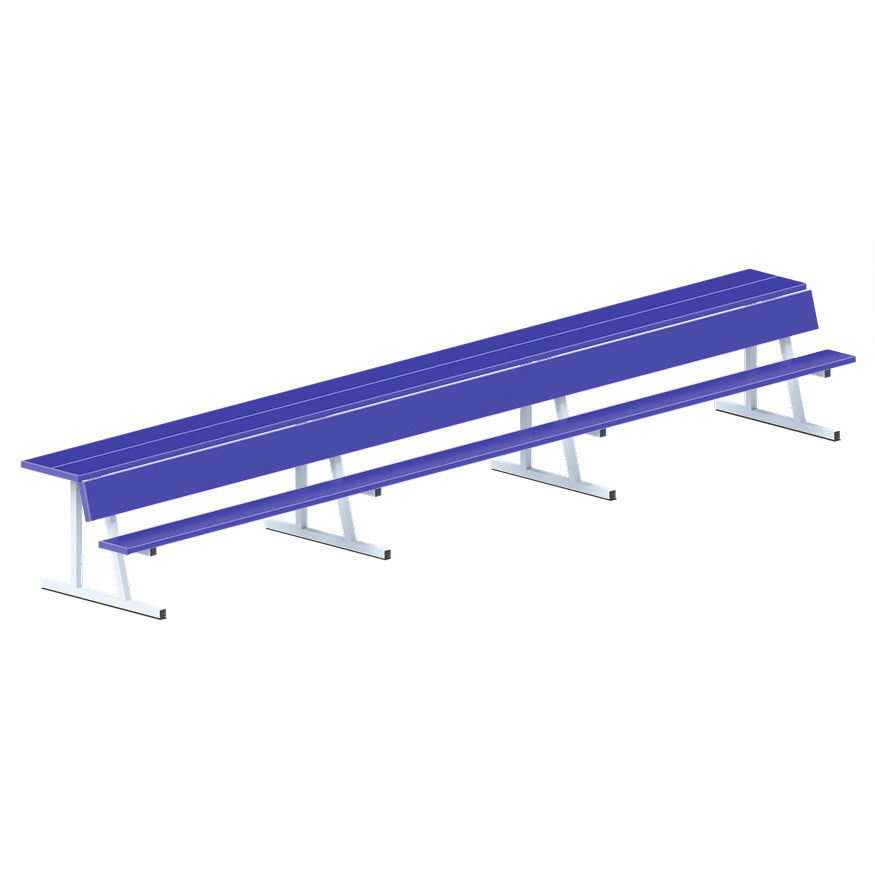 Player Bench with Seat Back and Shelf - 21 ft. - Portable (Powder Coated)