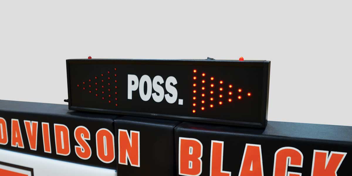 Fisher ST10PA basketball possession arrow sitting on a scorers table