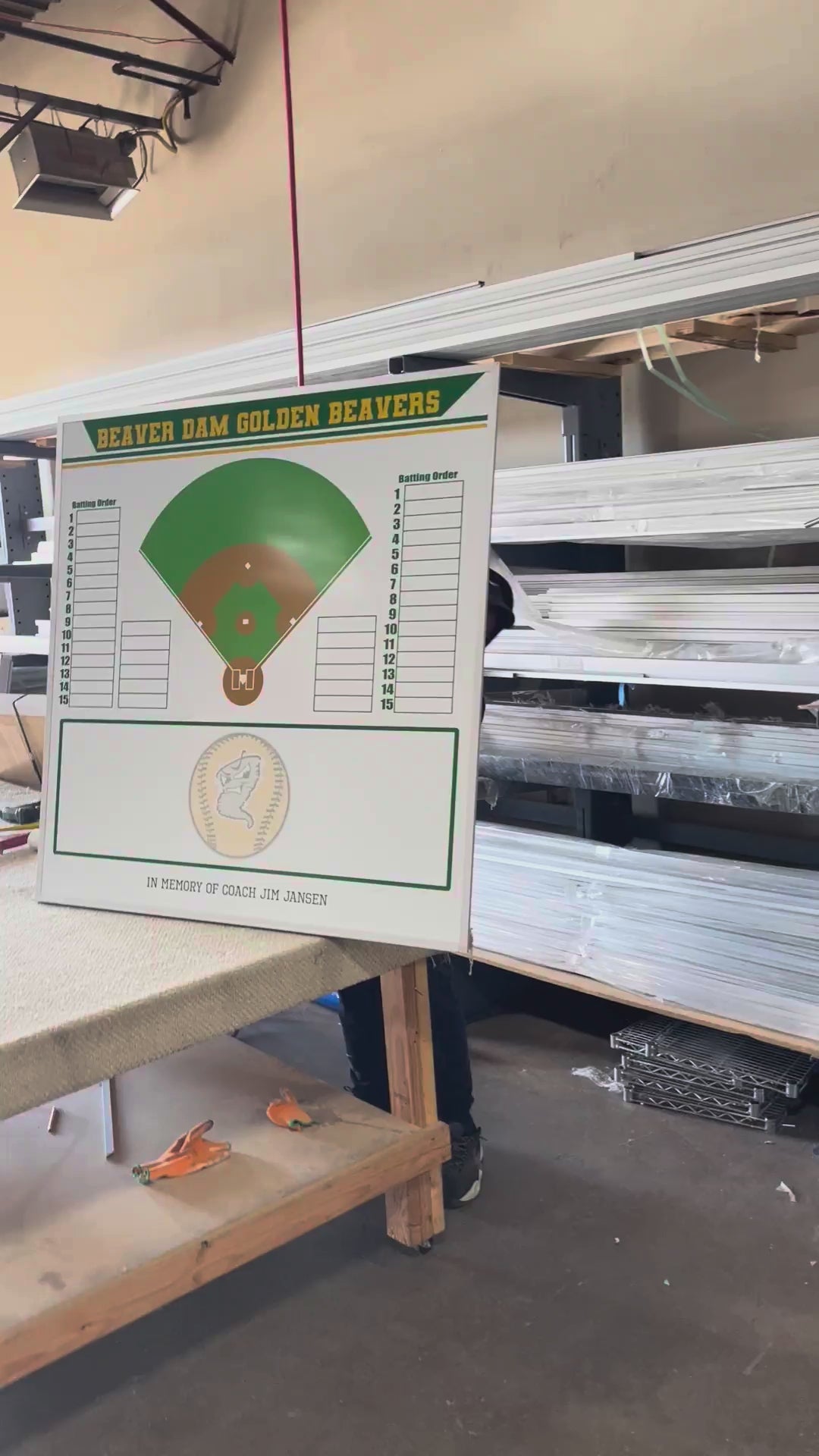 Pizarra blanca magnética para vestuario de pared de béisbol y softbol 
