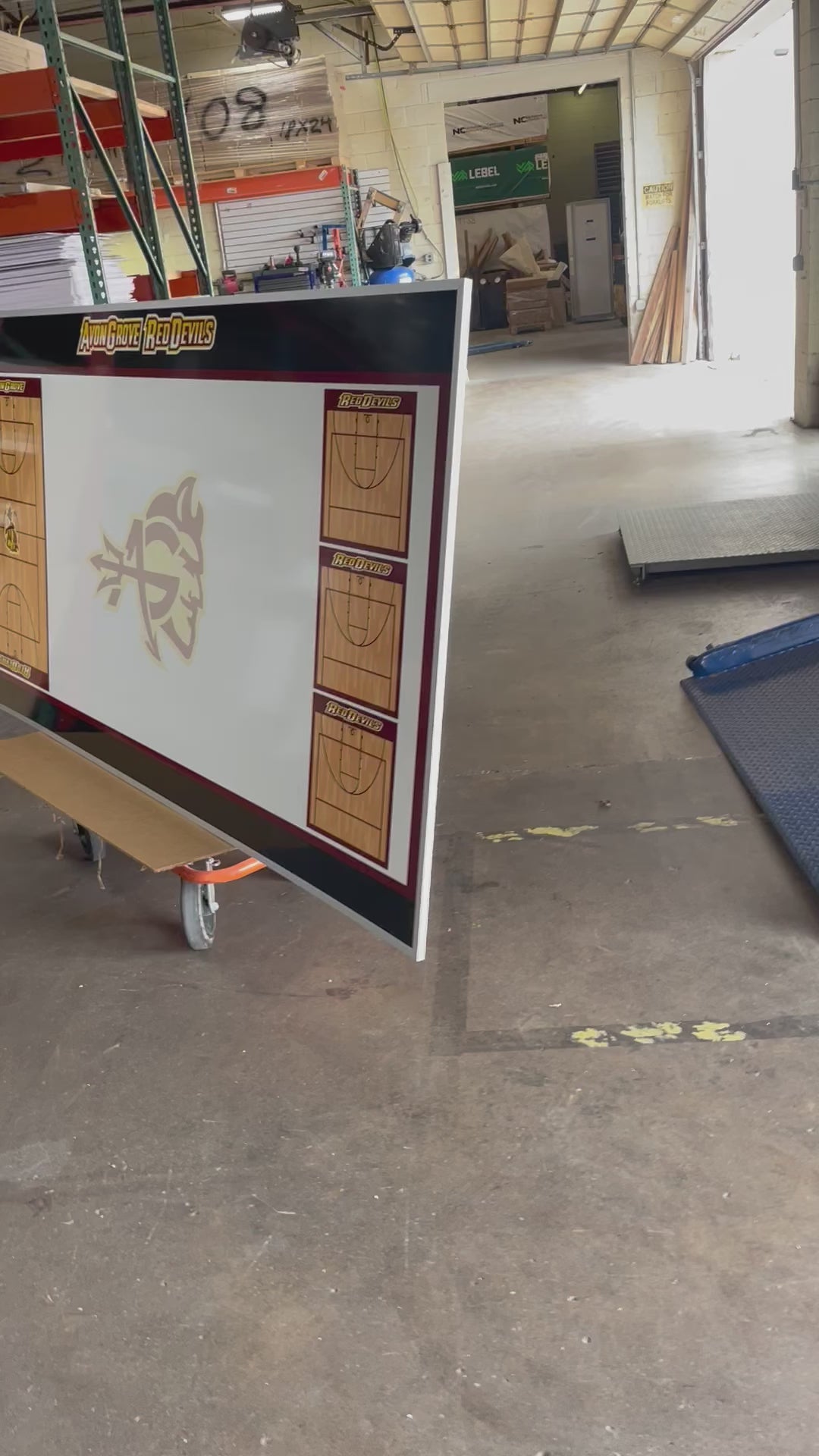 8 x 4 Custom Wall Mounted Basketball Locker room dry erase board