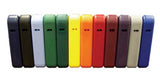 Row of 12 colorful basketball goal edge paddings in various colors.