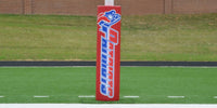 Thumbnail for Red full digital print goal post pad on a football field