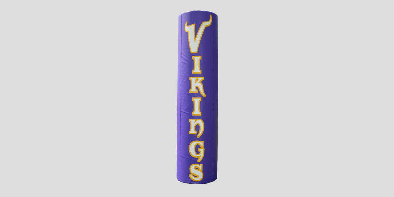 Purple goal post pad with two color sewn VIKINGS lettering