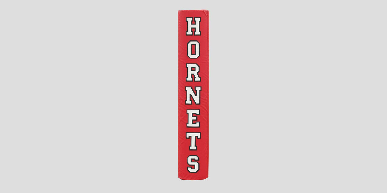 Red goal post pad with two color sewn HORNETS lettering