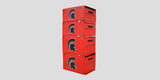 Four red plyo boxes stacked, each with a black Spartan helmet logo.