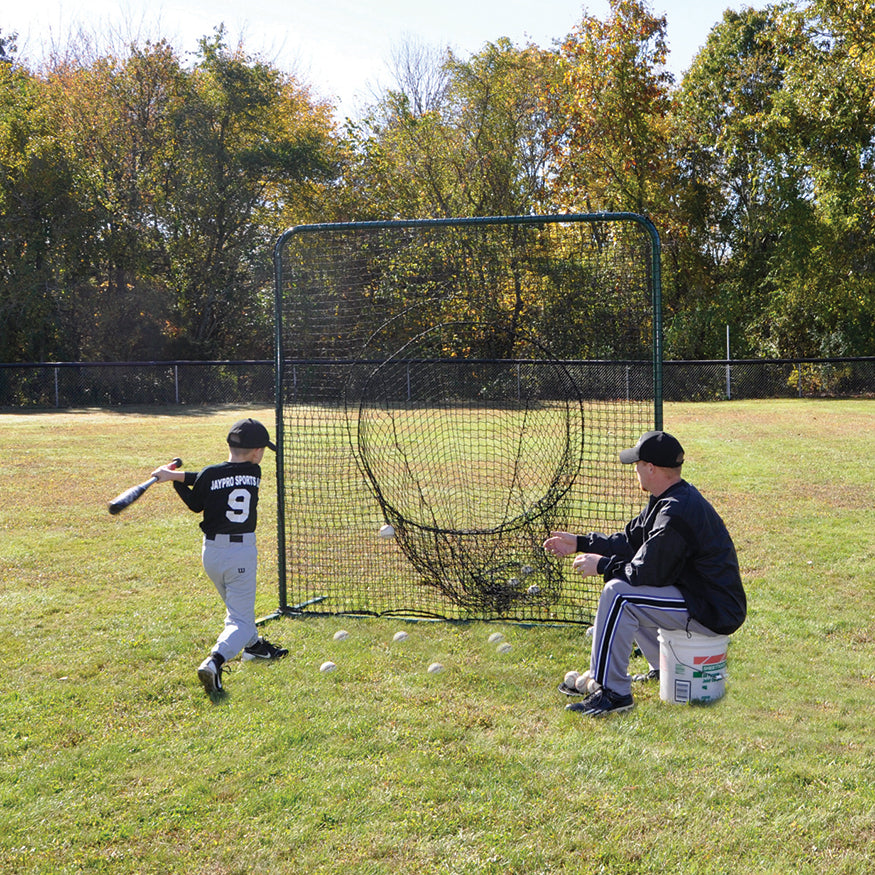 Batting Practice Screen - 7 ft.H x 7 ft.W - Portable - Soft Toss (Black)