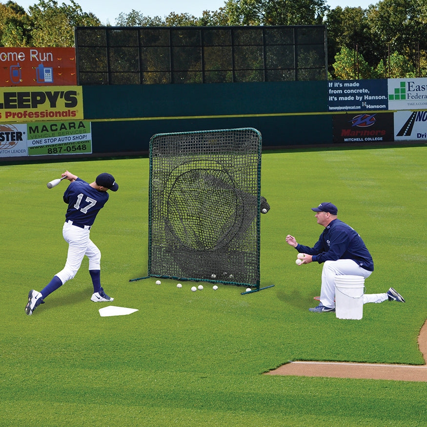 Batting Practice Screen - 7 ft.H x 7 ft.W - Portable - Soft Toss (Black)