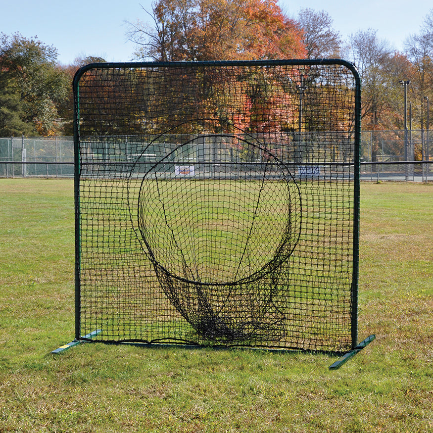 Batting Practice Screen - 7 ft.H x 7 ft.W - Portable - Soft Toss (Black)