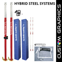 Thumbnail for Hybrid Steel Volleyball Net System with Custom Graphics (3 in. Floor Sleeve) - NFHS, NCAA, USVBA Compliant