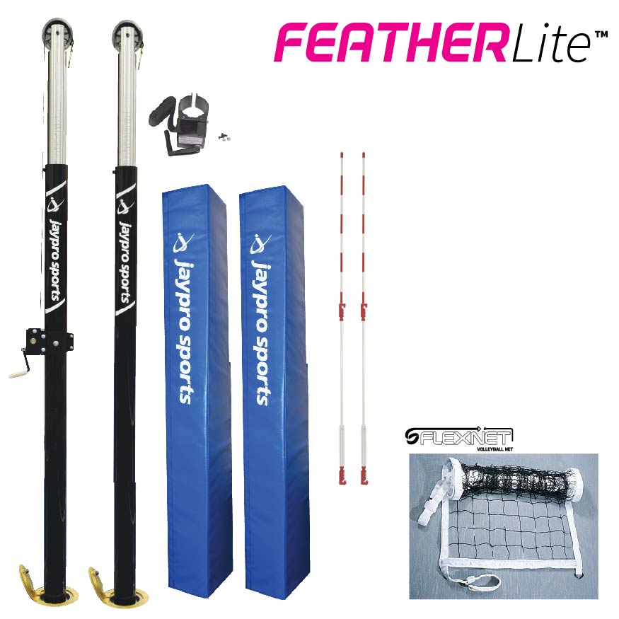 FeatherLite Volleyball System (3-1/2 in. Floor Sleeve) - NFHS, NCAA, USVBA Compliant