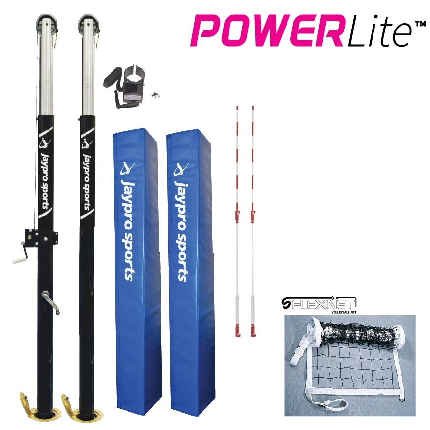 PowerLite Volleyball System (3 in. Floor Sleeve) - NFHS, NCAA, USVBA Compliant